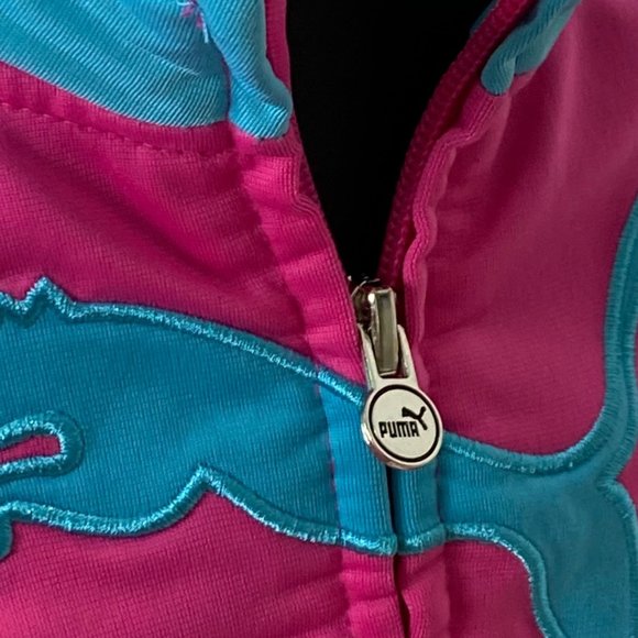 (4-124) Puma Sport Life Style Hot Pink and Blue Zipper Track Sweater - Picture 9 of 13